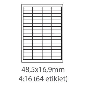 etikety Samolepiace 48,5x16,9 univerzálne biele 64ks/A4 (100 listov A4/bal.)
