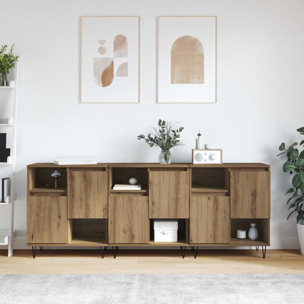 vidaXL Servírovacia skriňa 3 pcs Remeselný dub 60 x 35 x 70 cm