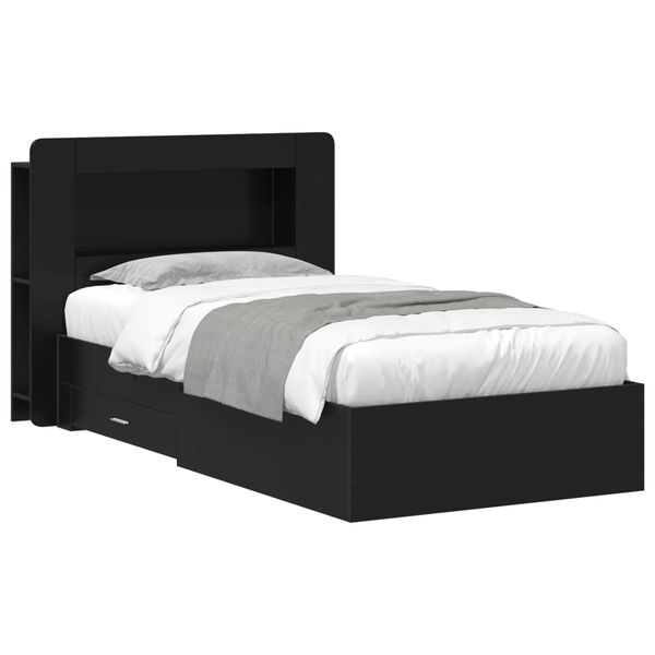 vidaXL Rám postele so skladom Čierna 75 x 190 cm Kompozitné drevo