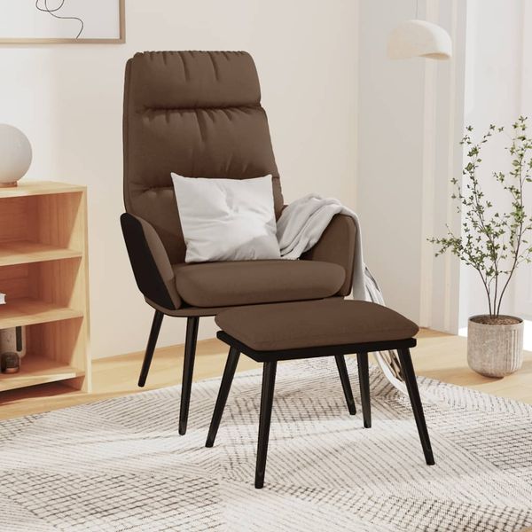 vidaXL Relaxačné kreslo s podnožkou hnedé látka a umelá koža