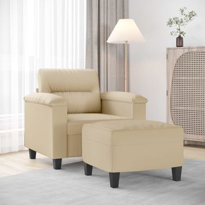 vidaXL Kreslo s podnožkou krémové 60 cm mikrovláknová látka