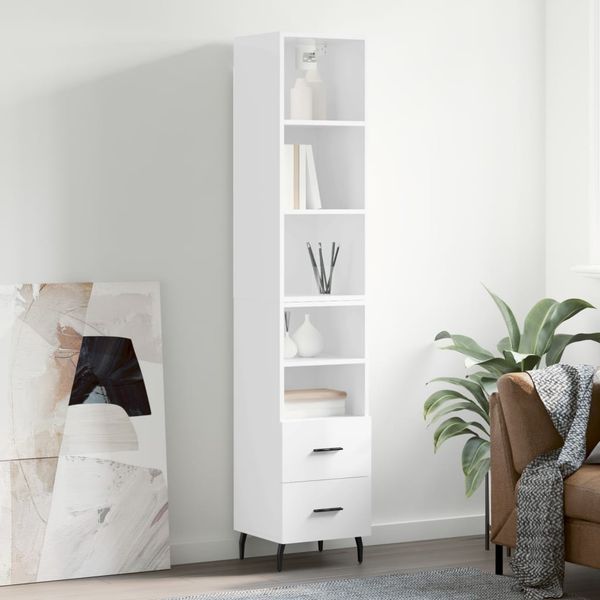 vidaXL Vysoká skrinka biela 34,5x34x180 cm spracované drevo