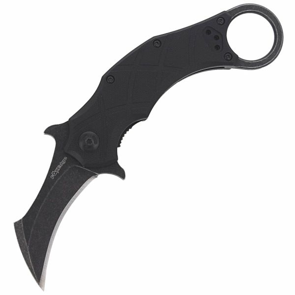 FOX knives FE-016 EDGE THE CLAW 2 vreckový taktický nôž - karambit 6,9 cm, čierna Stonewash, G10