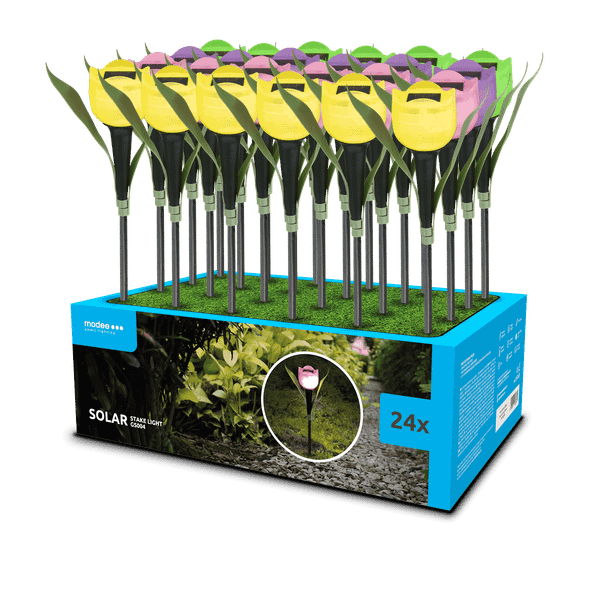 Modee záhradná solárna LED lampa GS004 31 cm AAA 100mAh, tulipán (ML-GS004)