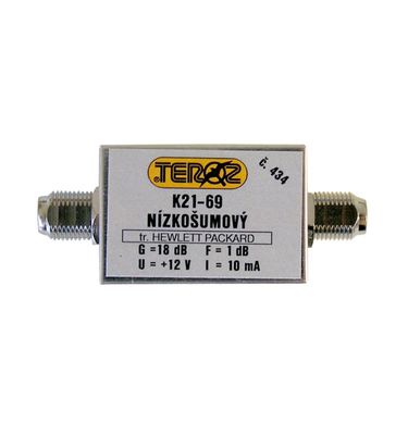 Anténny zosilňovač TEROZ 434X, UHF, G20dB, F1,0dB, U98dBµV, F-F