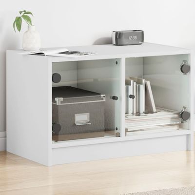 vidaXL TV skrinka so sklenenými dvierkami biela 68x37x42 cm
