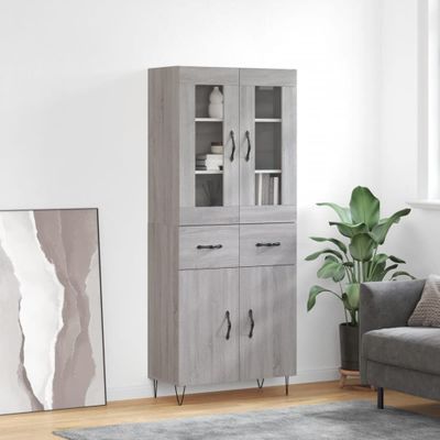 vidaXL Vysoká skrinka sivý dub sonoma 69,5x34x180 cm spracované drevo