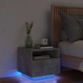 vidaXL Nočný stolík s LED svetlami betónovo sivý 40x39x37 cm