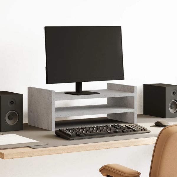 vidaXL Stojan na monitor betónovosivý 50x27x20 cm kompozitné drevo