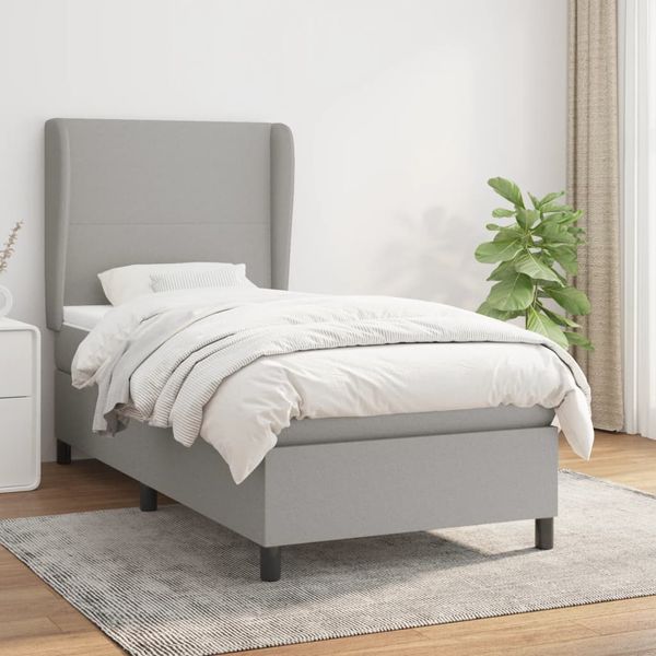 vidaXL Posteľný rám boxsping s matracom bledosivý 90x190 cm látka