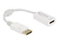 Video adaptér - DisplayPort s pinmi (samec) zamykací do HDMI so zdierkami (samica) - 15 cm - biela - pasívny konvertor, 1080p podpora 60 Hz
