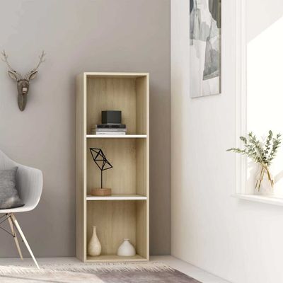 vidaXL Knižnica s 3policami biela-sonoma 40x30x114cm kompozitné drevo