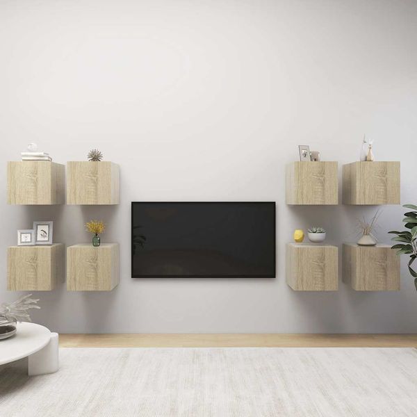 vidaXL Nástenné TV skrinky 8 ks dub sonoma 30,5x30x30 cm