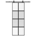 vidaXL Posuvné dvere s kovaním 76x205 cm tvrdené sklo a hliník úzke