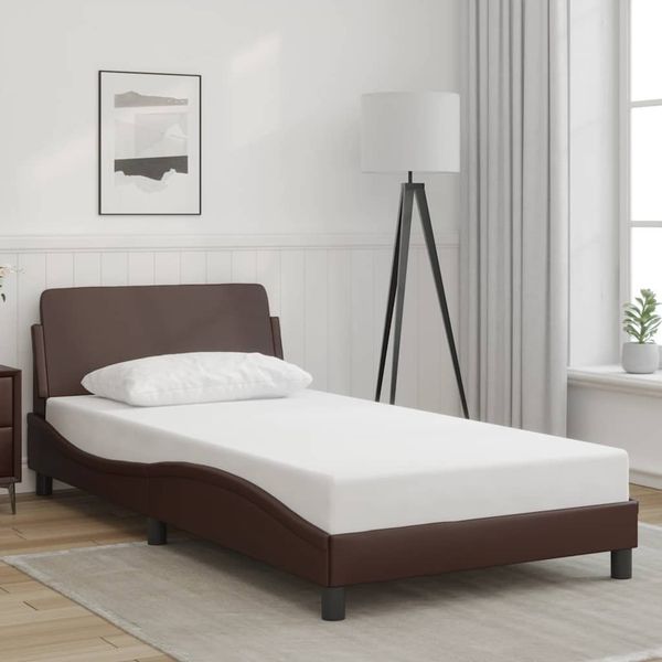 vidaXL Rám postele Dover hnedý 100x200 cm umelá koža