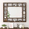vidaXL Zrkadlová skrinka s LED hnedý dub 91x15x76,5 cm