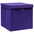 vidaXL Úložné boxy s vekom 10 ks, 28x28x28 cm, fialové