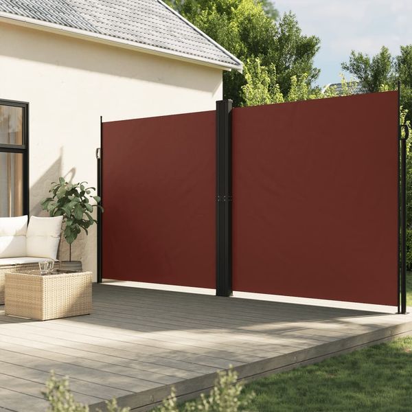 vidaXL Zaťahovacia bočná markíza, hnedá 200x1000 cm