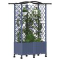 vidaXL Vyvýšený záhon s mriežkou a strechou Sivá 122 x 40 x 144 cm PP