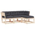 vidaXL 4-dielna záhradná sedacia súprava+podložky, borovicový masív