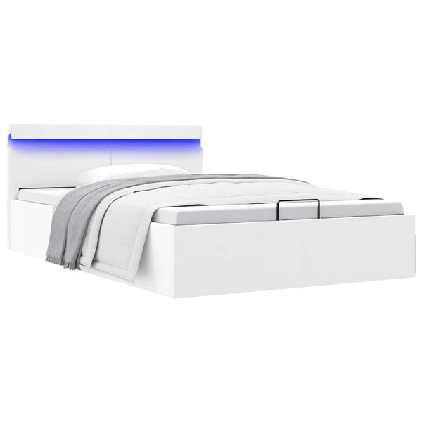 vidaXL Hydraulický posteľný rám+úložný priestor, LED, 140x200 cm