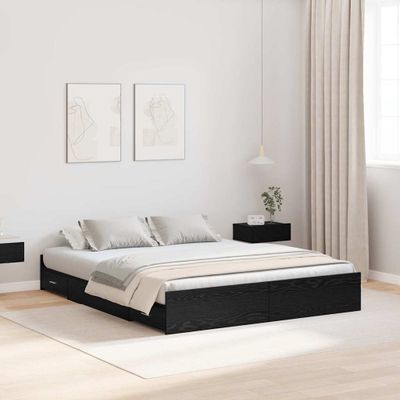 vidaXL Rám postele s úložným prostorem Čierny dub 135 x 190 cm