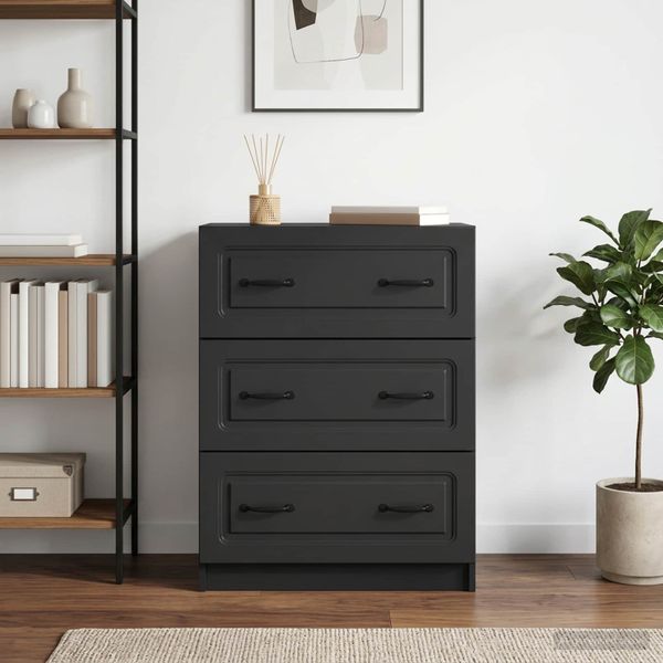 vidaXL Zásuvkový kabinet Čierna 66 x 34,5 x 87 cm Kompozitné drevo