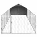 vidaXL Vonkajšia búda pre psov s výbehom, 8x2x1,5 m, pozinkovaná oceľ