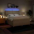 vidaXL Posteľný rám boxspring s matracom krémový 180x200 cm látka