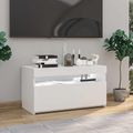 vidaXL TV skrinka s LED svetlami lesklá biela 75x35x40 cm