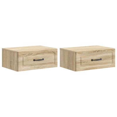 vidaXL Nástenná nočná skrinka 2 pcs Dub sonoma 49 x 34,5 x 20 cm
