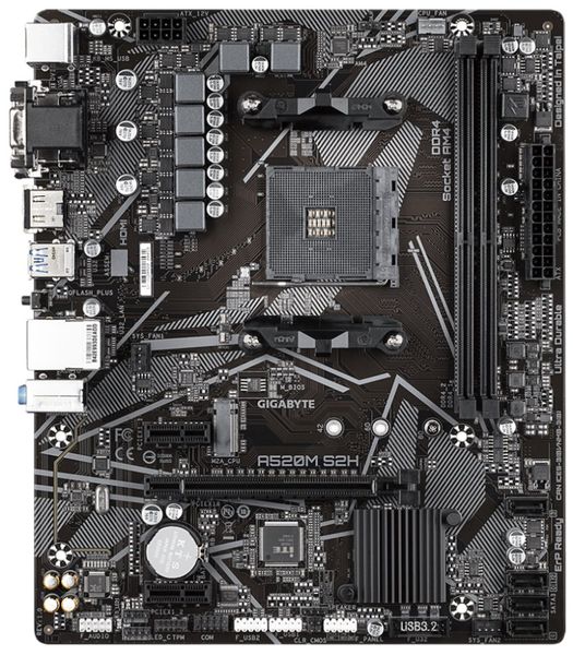 GIGABYTE A520M S2H/AM4/mATX Základná doska, AMD A520, AM4, 2x DDR4 DIMM (max. 64GB), M.2, VGA, HDMI, DVI-D, mATX