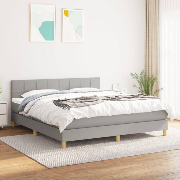 vidaXL Boxspring posteľ s matracom svetlosivá 100x200 cm látka