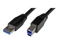 M/M - USB A to B Cable - USB 3.1 Gen 1 (5 Gbps) (USB3SAB5M) - Kábel USB - USB Type B (M) do USB typ A (M) - USB 3.0 - 5 m - lisovaný - čierna - pre P/N: ST1030USBM
