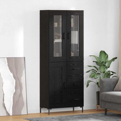 vidaXL Highboard so zásuvkou 2 pcs Čierny dub Kompozitné drevo