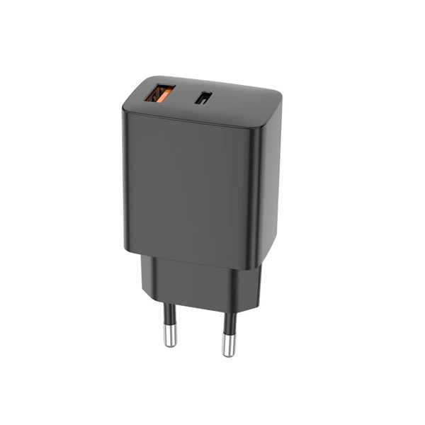 Setty Nabíjačka do steny USB-A + USB-C PD/QC 30W čierna + USB-C kábel 1m RLSK-AC-01 čierna