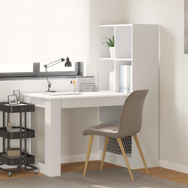 vidaXL Stôl s poličkou Biela 122 x 67 x 145 cm Kompozitné drevo