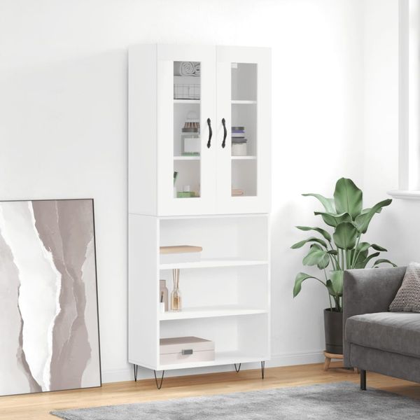 vidaXL Vysoká skrinka biela 69,5x34x180 cm spracované drevo