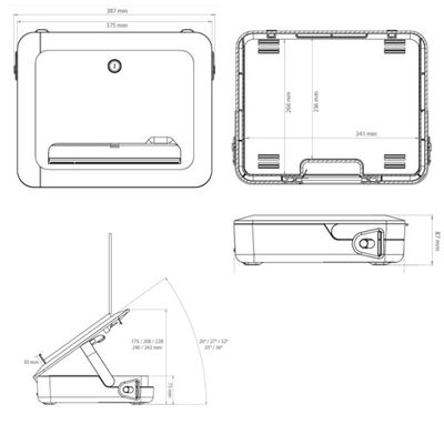 FELLOWES kufrík a podložka pod notebook BREYTA/ 384mm x 89mm x x308mm/ čierny Podstavec, pre notebook, do 14", kufrík, 5 polôh nastavenia výšky, čierny