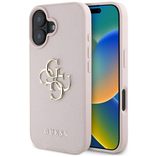Puzdro Guess Hardcase PU Grained Big 4G a Classic Logo pre iPhone 16 6,1" Ružové