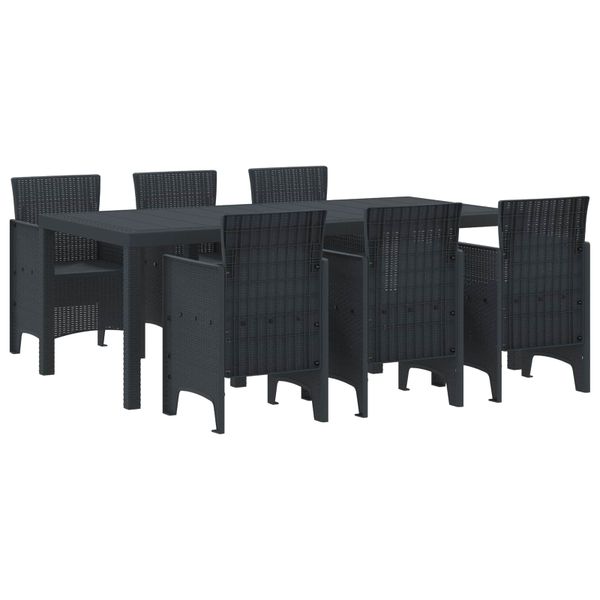 vidaXL Záhradný jedálenský set 7 pcs Antracitová Polypropylén