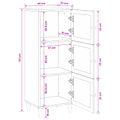 vidaXL Highboard Biela 40 x 33 x 110 cm mangový masív