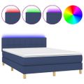 vidaXL Posteľ boxsping s matracom a LED modrá 140x200 cm látka