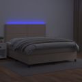 vidaXL Boxspring posteľ matrac a LED kapučínová 180x200 cm umelá koža