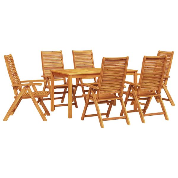 vidaXL Záhradný jedálenský set 7 pcs Hnedá Pevné akáciové drevo