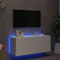 vidaXL TV nástenná skrinka s LED svetlami biela 100x35x41 cm