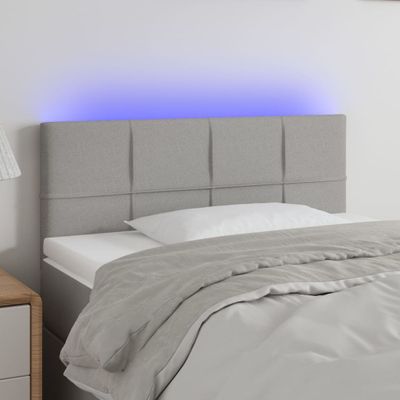 vidaXL Čelo postele s LED bledosivé 100x5x78/88 cm látka