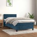 vidaXL Posteľný rám boxsping s matracom tmavomodrý 90x190 cm zamat