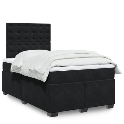 vidaXL Posteľný rám boxspring s matracom čierny 120x200 cm zamat