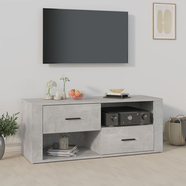 vidaXL TV skrinka betónová sivá 100x35x40 cm spracované drevo